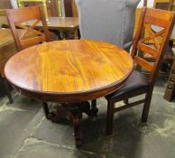 Round mahogany tri-pedestal dining table 'Ancient Mariner' and 2 chairs approx. dia. 98cm