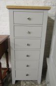 Cotswold grey with oak style top 6 drawer unit approx. 116cm x 36cm x 51cm
