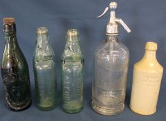 Arnold & Co Lincoln etched glass soda syphon (damaged), Darby & Son Vet Surgeons Louth porter