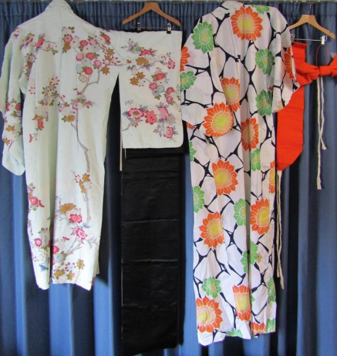 Kimonos with accessories including footwear and Yukata styled bow and an Obi - Image 7 of 10