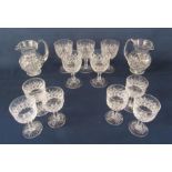 Thomas Webb crystal comprising 2 small water jugs, 5 red wine glasses and 6 wine/port glasses