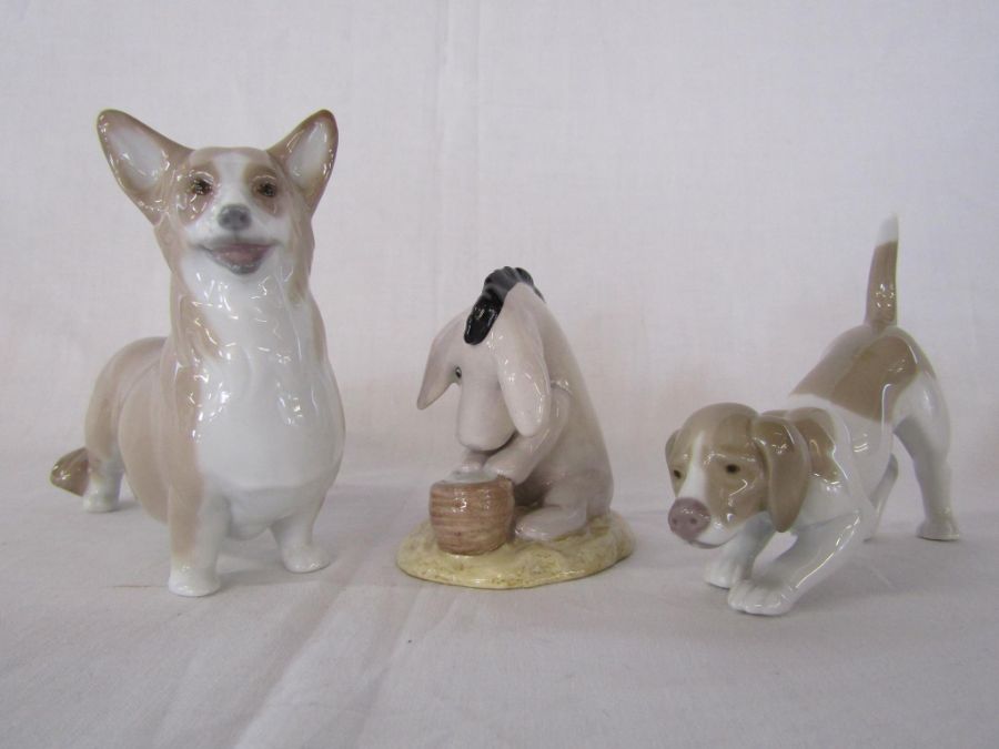 Laddro beagle and corgi and Royal Doulton - The Winnie the Pooh collection 'Eeyore's Birthday'