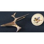 Vintage 1975 stylised silver brooch by George Tarratt for Ernest Blyth & Continental silver and