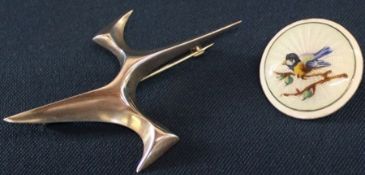 Vintage 1975 stylised silver brooch by George Tarratt for Ernest Blyth & Continental silver and