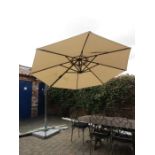 Wind up cantilever parasol - canopy with sectional granite base weights