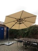 Wind up cantilever parasol - canopy with sectional granite base weights