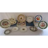 Collectors plates including Wedgwood cake stand, Wedgwood Florentine, Royal Worcester etc