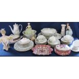 Bavarian Franconia part dinner service, Myott lidded tureen, Franklin Mint & Capodimonte figurines