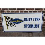 Goodyear rally tyre specialist enamel sign approx. 122cm x 61cm