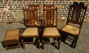 4 oak dining chairs, carved oak chair with rush seat and Carters (J&A) Ltd Invalid furniture