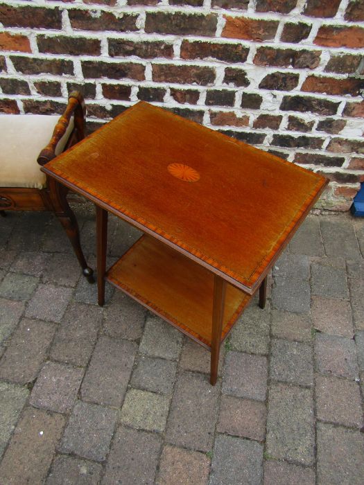 Regency style coffee table, Edwardian inlaid side table and early 20th century piano stool with lift - Image 2 of 3