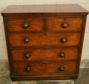 Victorian mahogany chest of drawers with turned knobs L 103cm D 53cm Ht 103cm