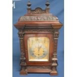 Victorian/Edwardian bracket clock in a mahogany case with silver & gilt dial with Westminster &