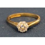 18ct gold platinum diamond solitaire ring 0.25ct size M 2.7g