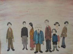 Laurence Stephen Lowry (1887-1976) 'His Family' limited edition print signed in pencil in lower