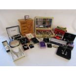 A selection of jewellery boxes and boxed loose costume jewellery