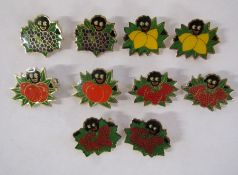 2 sets of Robertson's Golly fruits badges circa 1980's