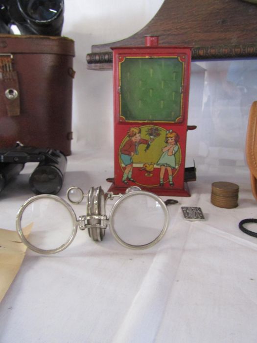 Mixed collection of items including cranberry glass jug, Kodak Brownie camera, vintage tin toy, - Image 3 of 9