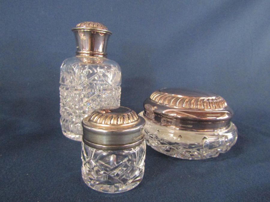 Waterford crystal trays, perfume bottle, powder bowl with lid and powder bowl, perfume bottle and - Image 6 of 7