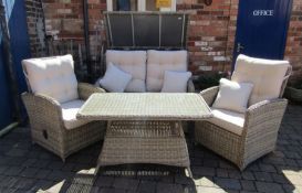 'Casamore' Rattan Garden furniture set with reclining back supports with high bar storage trunk