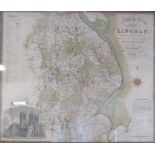 Large maple framed map of Lincoln from an actual survey made in the years 1827 & 1828, published