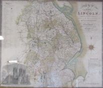 Large maple framed map of Lincoln from an actual survey made in the years 1827 & 1828, published