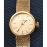 Ladies 9ct gold Eterna wristwatch with bracelet strap (inscription to back) weight without