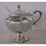 1841 silver salt with liner and spoon (not matching) - total weight 10.36 (includes liner)