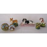 Halcyon Days English enamel 'Working Dogs' and spaniel trinket box, Bonbonniere Cavalier King