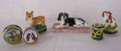 Halcyon Days English enamel 'Working Dogs' and spaniel trinket box, Bonbonniere Cavalier King