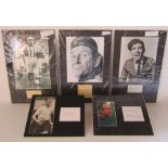 5 photographs with autographs -  Alf Ramsey, Tom Finney, Norman Wisdom, Stanley Holloway and Fred