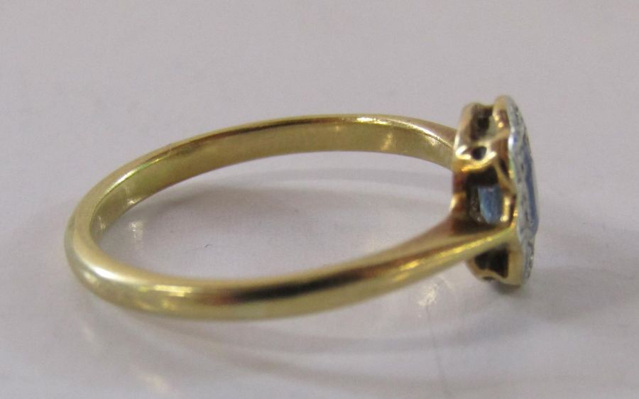 Victorian design 9ct gold ring with sapphire and diamonds - 9ct mark very worn - ring size N - - Image 4 of 6