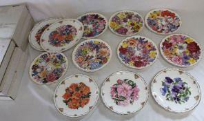 Set of 8 Royal Albert "A Bouquet for the Queen Mother" collectors plates with boxes & 7