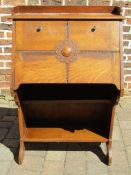 Oak bureau bookcase with fall front approx. 74cm x 112cm x 39cm