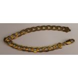 Gents 9k gold flat curb link bracelet 21.3g