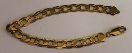 Gents 9k gold flat curb link bracelet 21.3g