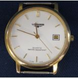 18k gold plated Longines quartz wristwatch (no strap)