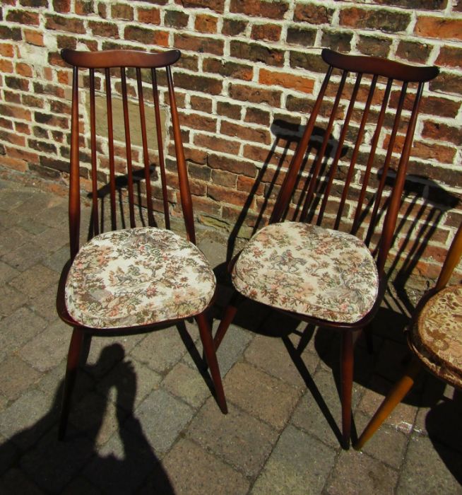 4 Ercol Goldsmith dining chairs with cushions (2 original) - Image 3 of 5