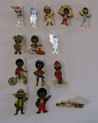 14 1990/93/94 Robertson's Golly pin badges - the 1993 Cyclist having horizontal back stamp