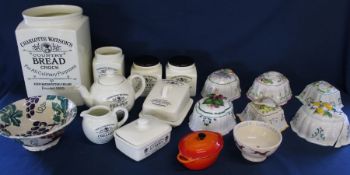 Selection of Charlotte Watson's kitchen crockery (teapot spout damaged & chip to canister), Franklin