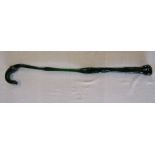 'Shillelagh' - short green glass walking stick with simulated rustic branch