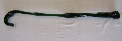 'Shillelagh' - short green glass walking stick with simulated rustic branch