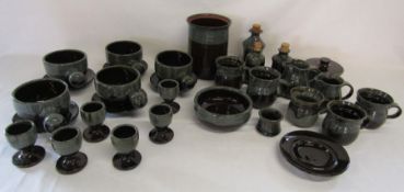 Jackpot Louth pottery soup bowls and saucers, egg cups, jugs, jars etc
