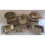 Collection of silver plate to include teapot, plate warmer, toast racks etc