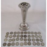 40 3p pieces and a silver plate posy vase