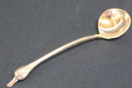 Small silver Sarah Jones spoon with duck head terminal, London 1984, length 11cm