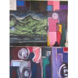 5 very large painted canvases by Adrian Dolan (unsigned)