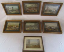 Set of 6 hunting scenes and one other hunting scene