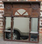 Victorian mahogany overmantel mirror with display shelves W 94cm Ht 99cm