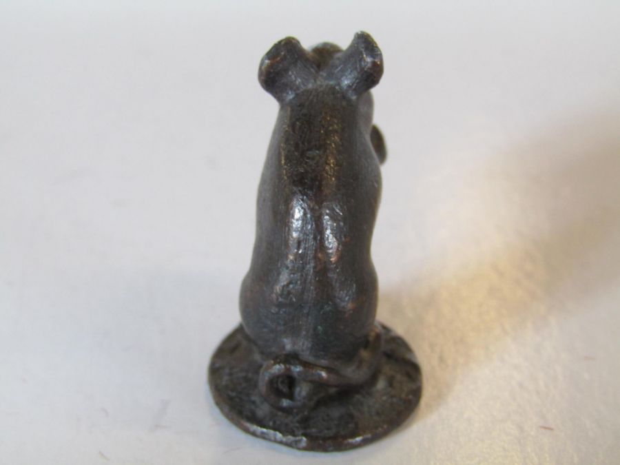 Japanese bronze frog (signed) and ant  - both 5cm & mouse with nut bearing initials W R L to base - Image 18 of 20